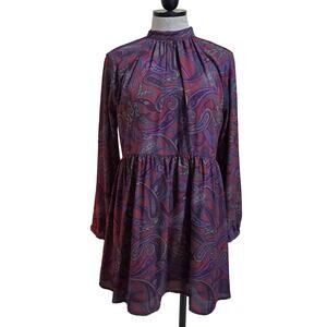 Jack by BB Dakota Triston Paisley High Neck Mini Dress Womens Size S Flowy Boho